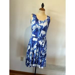 Cynthia Rowley womens tank dress size M blue white geometric pattern knee length